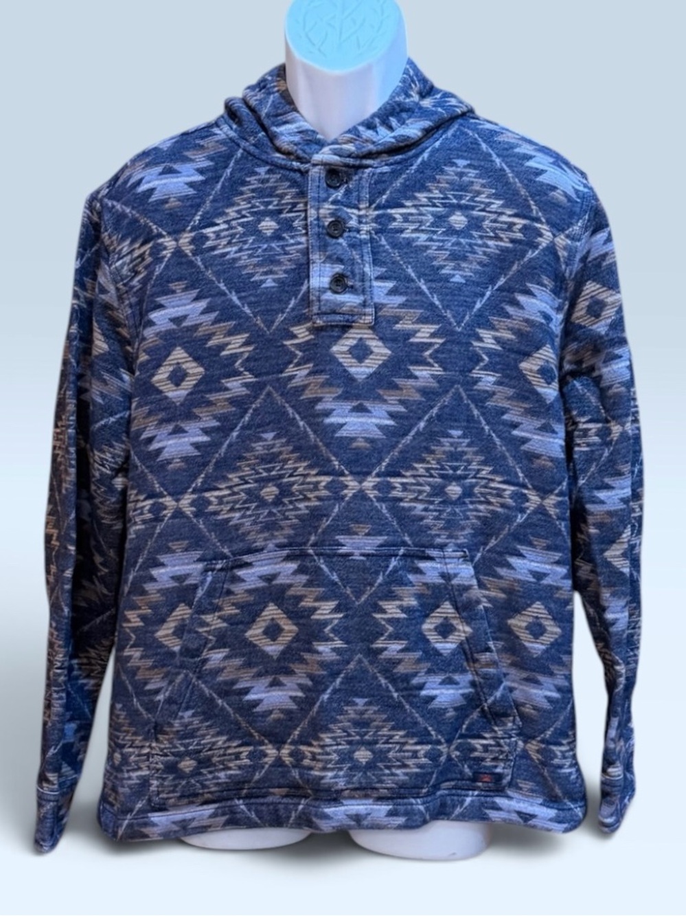 Faherty Brand Organic Cotton Blanket Hoodie in Evening Ridge Size Large! - Picture 5 of 11